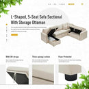 7 - Seater Sofa Bed, Large U - Shaped Modular Sectional Sofa, Oversized Pull - Out Sleeper with Storage for Living Room, Beige by CozyNest Decor