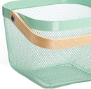 Metal Mesh Steel Basket, Storage Organizer Basket Multi-functional Hanging Kitchen Baskets Fruit Basket with Wooden Handle for Kitchen Bathroom Picnic Shopping Decor Cabinet Home, Macaron Blue by GreenHaven Gardens