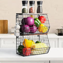 Fruit Bowl, Stackable Wall Mounted Fruit Basket of Smooth Wood Lid with 4 Banana Hanger Hooks, Metal Kitchen Counter Organizer for Snack, Fruit and Vegetable Storage, 11.8 * 7.9 * 8.5 Inches by CozyNest Decor