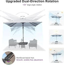 PURPLE LEAF 8' X 8' Left-right Tilting Outdoor Patio Umbrella Swivel Offset Cantilever Heavy Duty Rectangle Aluminum Umbrella with UV Resistant for Deck Pool Patio Backyard, Pebble Grey by GreenHaven Gardens