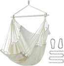 Hanging Hammock Chair Swing MAX 500 lbs Outdoor Hanging Chair with Footrest Indoor Swing Chair with Portable Steel Spreader Bar and Hardware Kit for Bedroom Living Room Patio Porch - White by GreenHaven Gardens