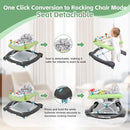 Foldable Baby 5-in-1 Activity Walker - Rocker, Activity Center, Bouncer, Seat Walker, Push Walker - Adjustable Speed Rear Wheels and Height Toys Ages 6-18 Months… (Green) by TinyTreasures Baby Boutique