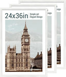 24x36 Poster Frame 3 Pack - White Woodgrain, Solid Wood Picture Frame, Wall Gallery Frame - Wall Hanging by CozyNest Decor