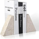 Marble Bookends for Heavy Books, Decorative Book Ends for Shelves, Beige Stone Durable and Heavy-Duty Book Ends for Hardback Books & CDS, Unique Book Stopper & Holder, Set of 2 by CozyNest Decor