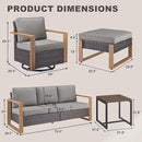 Outdoor Wicker Patio Furniture Set - 6 Piece Patio Conversation Set with 2 Wicker Swivel Rocker Chairs,2 Rattan Ottoman,1 Side Table and 1 Couch,Thick Cushions,Deep Seating(Brown/Grey) by CozyNest Decor