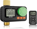 RESTMO RF Remote Controlled Sprinkler Timer with Brass Inlet & Outlet, Programmable Water Timer for Garden Hose, Automatic | Manual | Rain Delay for Outdoor Faucet, Drip Irrigation and Lawn Watering by GreenHaven Gardens