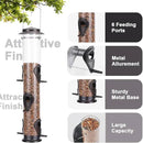 MIXXIDEA 1PK Metal Bird Feeders with 6 Feeding Ports,Tube Bird Feeder with Steel Hanger,Hard Plastic Wild Bird Feeder for Outdoors Hanging, Attracting Birds in Your Lawn, Garden, Balcony–Coffee by CozyNest Decor