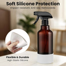 Glass Spray Bottles with Silicone Sleeve 16.9oz 2 Pack Empty Spray Bottle for Hair Mist/Stream Spraying for Cleaning Solutions, Plants, Essential Oils (Brown-grey&white) by GreenHaven Gardens