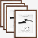 11x14 Picture Frame Set of 4 Natural Solid Walnut Photo Frames with 8x10 Removable Mat Wall Hanging Large Handcrafted Frame with HD Plexiglass Wall and Tabletop Display Large Poster Frame by CozyNest Decor