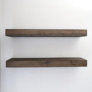 Modern Floating Shelves 3 Inches Thick for Wall, Wide Shelves for Kitchen, Living Room, Bedroom, and Bathroom, Natural Pine Wood, Rustic Wooden Shelf, (Set of 2) (Jacobean, 48Lx3Hx8D) by CozyNest Decor