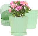 5 Pack Flower Pots for Indoor Plants, 6 inch Plant Pots Outdoor Planters for Porch Garden Office Home Decorative Holiday with Drainage Holes and Saucers, Plastic Planter Nursery Pots Green by GreenHaven Gardens