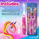 Brush-Baby - KidzSonic Unicorn Kids Electric Toothbrush, Ages 3+ Years - DeepClean Bristles, Suction Base - Fun Design with Flashing Lights - 2 x Replacement Heads & 1 x AAA Battery by TinyTreasures Baby Boutique