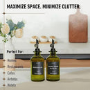 Green Glass Olive Oil Dispenser Bottle For Kitchen By Verpsace,Avocado Oil Dispenser Set, Modern Decor, Gold Kitchen Accessories for Home, Airbnb, Cafe (Black, Set of 2) by CozyNest Decor