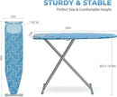 APEXCHASER Ironing Board with Silicon Iron Rest, Heavy-Duty Legs and Heat Resistant Cover, 13x53 inch, Blue by CozyNest Decor