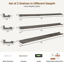 Picture Ledge Wall Shelves 56 Inches Width Set of 3, Solid Pine Wood Rustic Floating Ledge for Kids' Room Bedroom Kitchen Bathroom, Long Floating Shelves for Wall Decor, Grey by TinyTreasures Baby Boutique