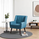 HUIMO Button-Tufted Accent Chairs,Upholstered Reading Living Room Chair,Mid Century Modern Chair with Linen Fabric, Club Chair,Comfy Arm Chairs for Living Room,Bedroom Lake Blue by CozyNest Decor