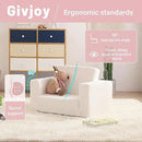 Toddler Chair Sherpa Kids Couch, 2-in-1 Soft Kids Sofa Lounger for Bedroom, Convertible Couch for Girls and Boys, Reading Chair, Beige by CozyNest Decor