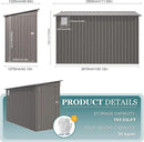 4 * 9.2 FT Outdoor Storage Shed, Galvanized Steel Garden Shed with Lockable Door & Window, Waterproof Metal Tool Storage for Garden, Backyard, Patio, Lawn(Gray) by GreenHaven Gardens