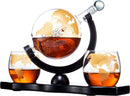 Gold Etched Whiskey Decanter Set Globe With 2 Gold Etched Globe Whisky Glasses Perfect For A Birthda by The Wine Savant