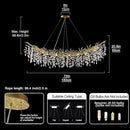 Modern Crystal Gold Chandelier,72" Large Rectangular Chandeliers for Dining Room, Tree Branch Crystal Lving Room Chandelier,Dining Room Over Table Chandeliers,Fixture Height-Adjustable by CozyNest Decor