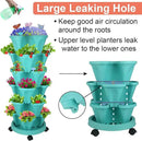 Vertical Planter, 6 Tier Stackable Strawberry Planter with Garden Tool Set, Movable Indoor/Outdoor Garden Herb Pot for Growing Vegetables and Succulents, Teal by CozyNest Decor