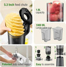 Juicer Machines, TUUMIIST Cold Press Juicer with 5.3" Extra Large Feed Chute Fit Whole Fruits & Vegetables Easy to Clean, High Juice Yield, BPA Free (Gun Grey) by CozyNest Decor