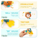 Baby rattles 0-6 months, Set of 2 rattles for babies 0-6 months, Soft Stuffed Animal Rattle Hand Grip Baby Toys, baby rattle Shaker Crinkle Squeaky Sensory Travel Accessories for 0 3 6 9 12 Months old by TinyTreasures Baby Boutique