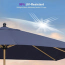 PURPLE LEAF 9' x 11.5' Patio Umbrella with Base Outdoor Umbrella Market Umbrella with Crank & 8 Ribs Aluminum Rectangular Table Umbrella Outdoor Patio for Backyard, Navy Blue by GreenHaven Gardens