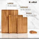 Acacia Wood Cutting Board for Kitchen, 3 Set with Holder - FSC Certified Large Wood Charcuterie Cheese Board with Handles and Juice Grooves, Wooden Chopping Block, Ideal Gift Set of 3 (S/M/L) by CozyNest Decor