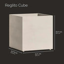 Reglito Cube Planter – Fiberglass Indoor/Outdoor and Weather-Resistant Large Planter (Sand Stone, 31.5" L x 31.5" W x 32.1" H) by GreenHaven Gardens