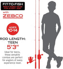 Zebco Rambler Fishing Reel and Rod Combo, Durable Fiberglass Rod with Built-in Carabiner, Patented No-Tangle Reel, Pre-Spooled with 8-Pound Zebco Fishing Line by TinyTreasures Baby Boutique