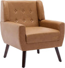 UIXE Faux Leather Accent Chairs Set of 4, Modern Arm Club Chair Upholstered Armchair for Living Room, Comfy Single Sofa Seats Button Tufted Reading Seating, Brown by CozyNest Decor