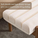 White Modern Bench Upholstered End of Bed Bench Chenille Fabric Bedroom Bench for Entryway Living Room Vanity Makeup Room, 47" Long, Wooden Legs by CozyNest Decor
