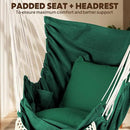 Chihee Hammock Chair Hanging Chair with Foot Rest 2 Cushions Max 500lbs Robust Metal Spreader Bar Collapsible Easy Storage Soft Cotton Swing Chair Strong Strap Iron Carabiner Side Pocket Included by GreenHaven Gardens