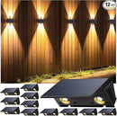 Fence Lights Solar Powered, 12-Pack Solar Fence Lights Up/Down Flexible Buttons, IP67 Waterproof for Outdoor, 120LM Bright, Auto Dusk to Dawn for Wall/Stairs/Yard/Railing/Deck/Pathway (Warm White) by GreenHaven Gardens