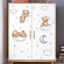 Tedy Bear Wall Decals, Cute Bear Sleeping on The Moon Cloud Stars Wall Stickers, Cartoon Tedy Bear Wall Decor for Baby Kids Baby Room Nursery Decor (Tedy-Bear) by TinyTreasures Baby Boutique