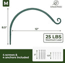 Kingsyard 2-Pack Wall Plant Hanger Outdoor - Heavy Duty Metal Hanging Bracket Hooks for Hanging Plant, Bird Feeders, Lanterns, Wind Chimes Outdoor & Indoor, 12-Inch/Green by GreenHaven Gardens