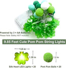 9.85Ft St Patricks Day Lights Garland 20 Pompoms 20 LEDs Green Lucky Clover Lights Shamrock String Lights with Timer for Indoor Bedroom Party Bar Garden St. Patrick's Day Decoration Green Irish Decor by CozyNest Decor