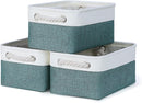 Bidtakay Small Storage Baskets for Shelves 3 Pack Fabric Storage Bins for Organizing Linen Collapsible Organizer for Closet-Deep Green by TinyTreasures Baby Boutique
