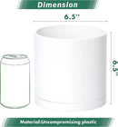 D'vine Dev 4 Pack 6.5 Inch Modern Plastic Plant Pots, Small Garden Planters for Plant with Drainage Holes and Saucers, White Color, 74-Z-L-2 by GreenHaven Gardens