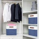 13x13 Cube Storage Bins, Collapsible Fabric Storage Box, 4 Pack Closet Baskets with Handles for Organizing, Shelf, Toys, Clothes, Home, Office, Nursery (NavyBlue&White) by CozyNest Decor