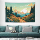HZOHNAGO Mountain Tapestry Forest Mountain Sunrise Road Pattern Printed Wall Tapestry Wall Hanging for Bedroom Living Room Dorm 90" W x 60" H by CozyNest Decor