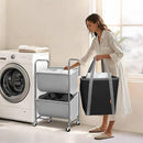 STORAGE MANIAC 80 Liters Vertical Rolling Laundry Hamper, 2 Section Laundry Sorter with Wheels and 2 Breaks, 2-tier Laundry Baskets for Small Space, Dorm, Laundry Room, Closet, Bathroom, Gray 2-tier by CozyNest Decor