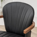 LUNLING Swivel Dining Room Chairs Set of 2, Mid Century Modern Black Faux Leather Kitchen Chairs with Arms,Bamboo Legs Side Chairs No Wheels,Accent Chair for Dining Rooms and Offices by CozyNest Decor