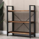 Natural Real Solid Wood Bookcase,3 Tier Metal and Wood Open Book Shelf Storage Farmhouse Wide Etagere Bookcase for Office Living Bedroom by CozyNest Decor