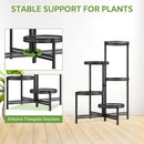 iDavosic.ly 5 Tier Large Plant Stand Indoor with 10-Inch Wide Drainage Tray, Tiered Corner Metal Outdoor Flower Display Holder Shelf, Folding Tall Rack for Patio Porch Balcony, Black Iron Carving by GreenHaven Gardens