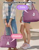 Duffle Bag with Initial, Spend The Night Bags for Women，Overnight Bag with Wet Pocket，Lightweight Stuff for Girls Travel Bags Personalized Gym Tote with Makeup Pouch by TinyTreasures Baby Boutique