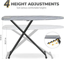 APEXCHASER Ironing Board with Silicon Iron Rest, Heavy-Duty Legs and Heat Resistant Cover, 13x53 inch, Black by CozyNest Decor