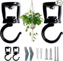 Ceiling Hooks for Hanging Plants (2 PCS Black),Heavy Duty Metal Plant Hooks, Screw in Hooks for Hanging Birdfeeders, Lamps, Planters, Outdoor Decorative Hooks up to 33 lbs by GreenHaven Gardens