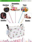 LANGYASHAN Rectangular Storage Bin Collapse Canvas Fabric Cartoon Storage Basket with Handles for Organizing Home Kitchen Boys and Girls Toys Office Closet Shelf Baskets (Rec Romantic Tulip) by TinyTreasures Baby Boutique